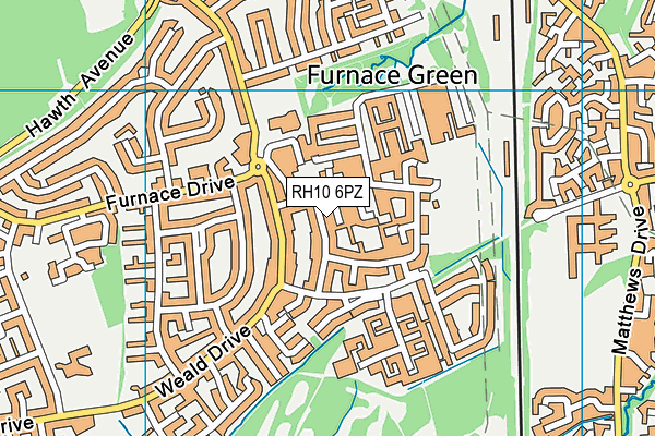 RH10 6PZ map - OS VectorMap District (Ordnance Survey)