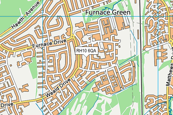 RH10 6QA map - OS VectorMap District (Ordnance Survey)