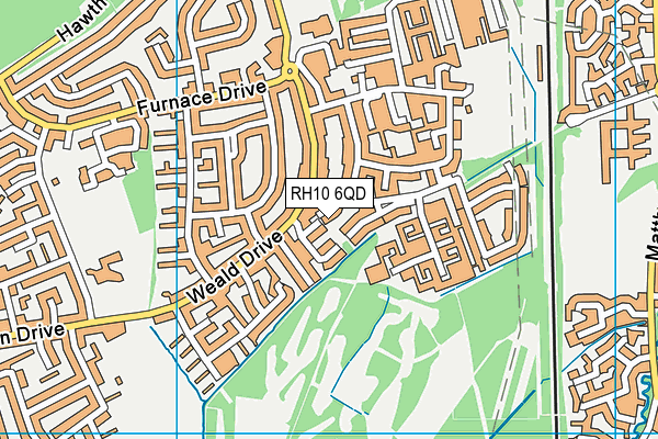 RH10 6QD map - OS VectorMap District (Ordnance Survey)