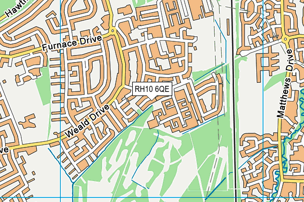 RH10 6QE map - OS VectorMap District (Ordnance Survey)