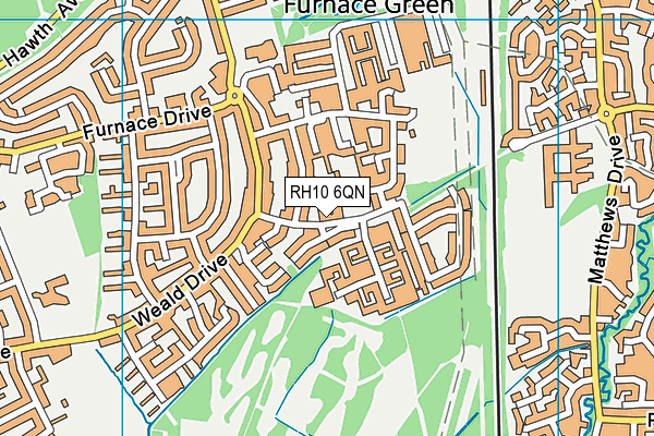 RH10 6QN map - OS VectorMap District (Ordnance Survey)