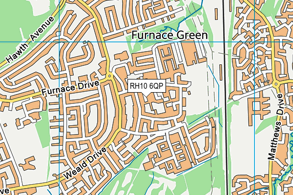 RH10 6QP map - OS VectorMap District (Ordnance Survey)