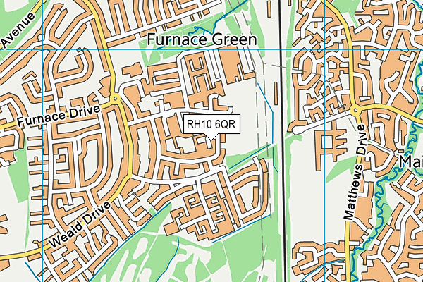 RH10 6QR map - OS VectorMap District (Ordnance Survey)