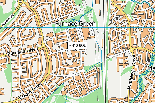 RH10 6QU map - OS VectorMap District (Ordnance Survey)