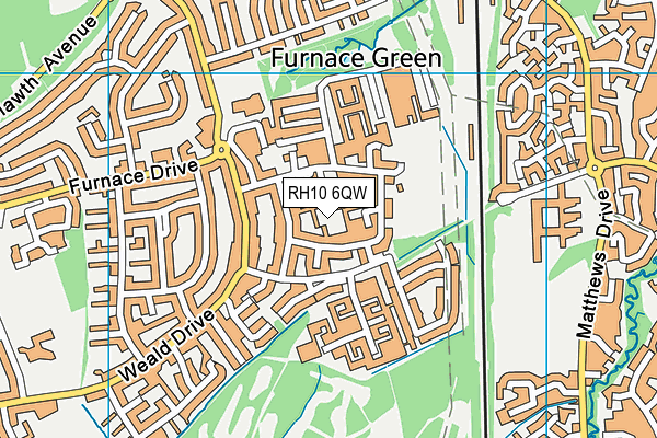 RH10 6QW map - OS VectorMap District (Ordnance Survey)