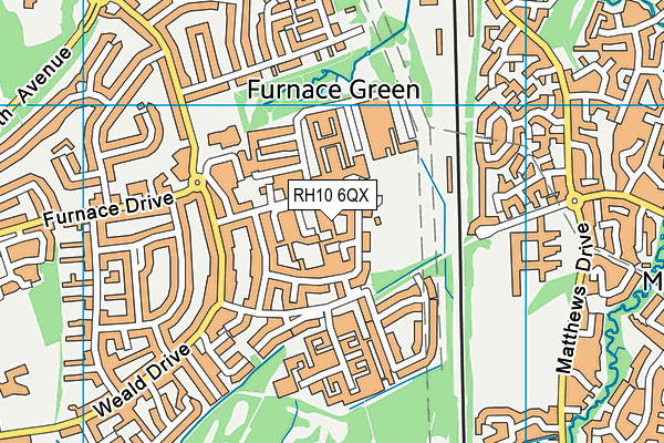 RH10 6QX map - OS VectorMap District (Ordnance Survey)