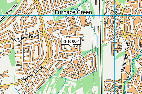 RH10 6QY map - OS VectorMap District (Ordnance Survey)