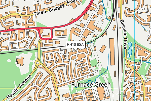 RH10 6SA map - OS VectorMap District (Ordnance Survey)