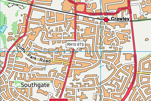 RH10 6TS map - OS VectorMap District (Ordnance Survey)