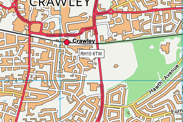 RH10 6TW map - OS VectorMap District (Ordnance Survey)