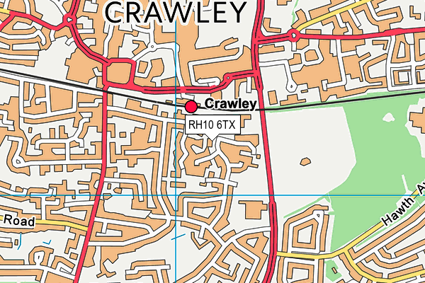 RH10 6TX map - OS VectorMap District (Ordnance Survey)