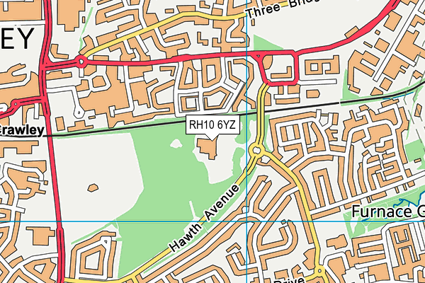 RH10 6YZ map - OS VectorMap District (Ordnance Survey)