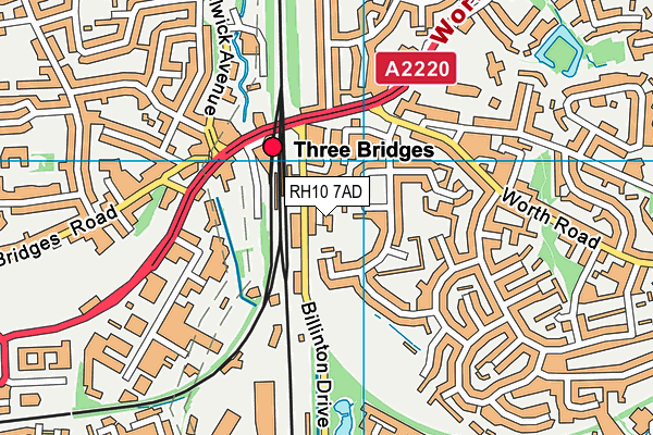 RH10 7AD map - OS VectorMap District (Ordnance Survey)