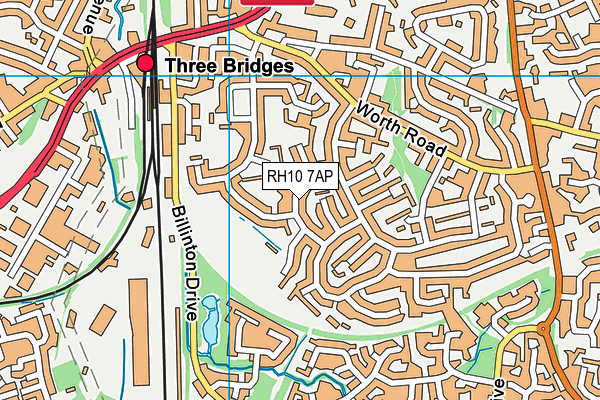 RH10 7AP map - OS VectorMap District (Ordnance Survey)