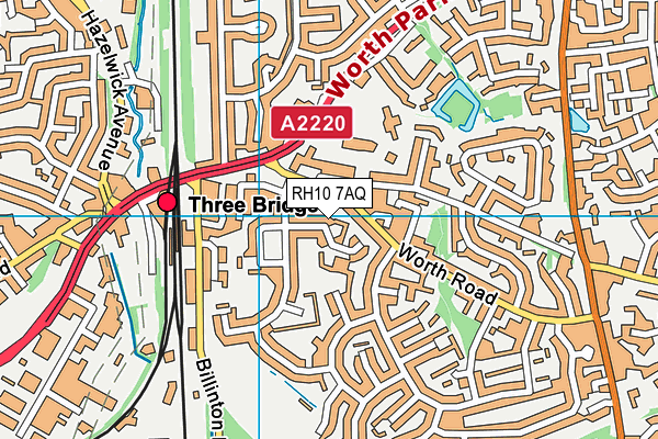 RH10 7AQ map - OS VectorMap District (Ordnance Survey)