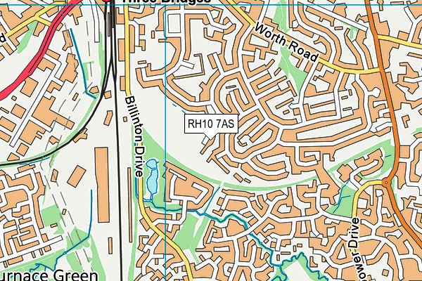 RH10 7AS map - OS VectorMap District (Ordnance Survey)