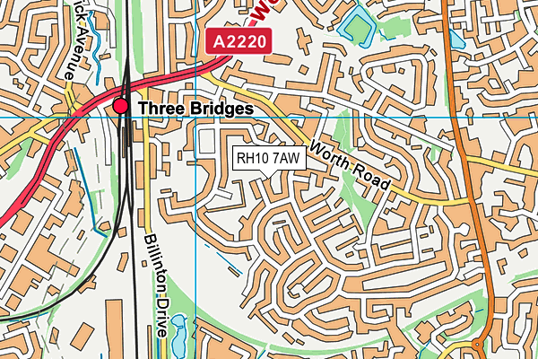 RH10 7AW map - OS VectorMap District (Ordnance Survey)