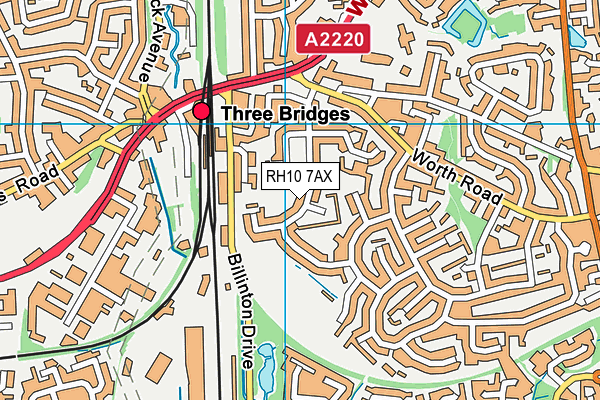 RH10 7AX map - OS VectorMap District (Ordnance Survey)