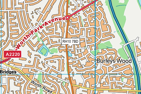 RH10 7BD map - OS VectorMap District (Ordnance Survey)