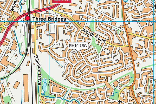 RH10 7BG map - OS VectorMap District (Ordnance Survey)