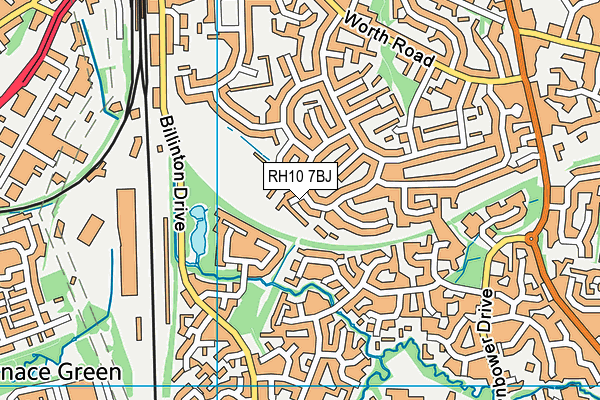 RH10 7BJ map - OS VectorMap District (Ordnance Survey)