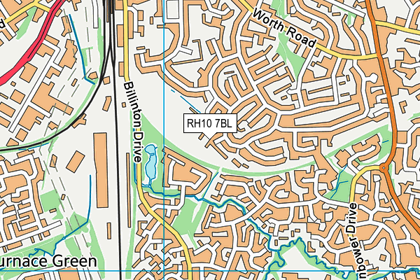RH10 7BL map - OS VectorMap District (Ordnance Survey)