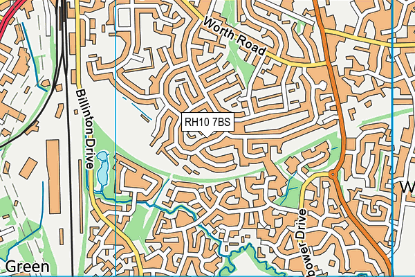 RH10 7BS map - OS VectorMap District (Ordnance Survey)