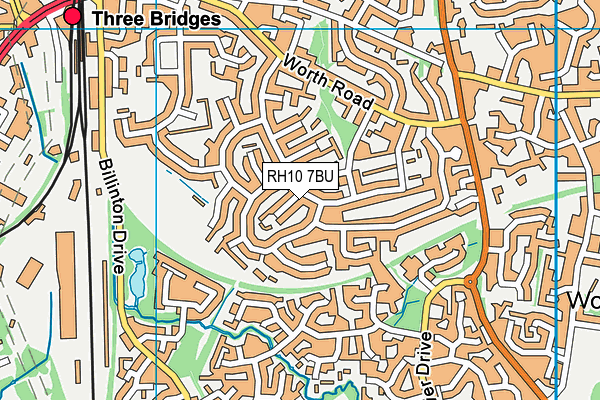 RH10 7BU map - OS VectorMap District (Ordnance Survey)
