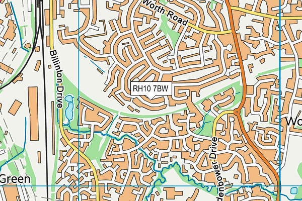 RH10 7BW map - OS VectorMap District (Ordnance Survey)