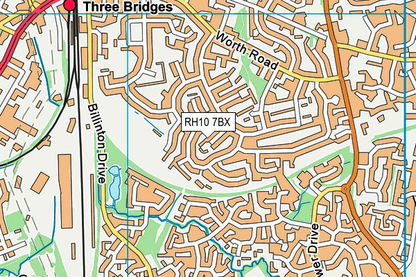 RH10 7BX map - OS VectorMap District (Ordnance Survey)