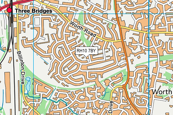 RH10 7BY map - OS VectorMap District (Ordnance Survey)