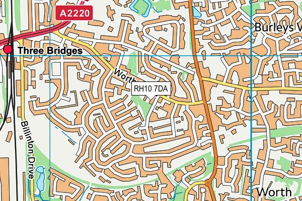 RH10 7DA map - OS VectorMap District (Ordnance Survey)