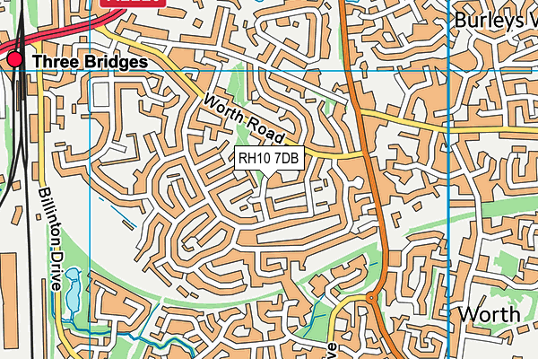 RH10 7DB map - OS VectorMap District (Ordnance Survey)