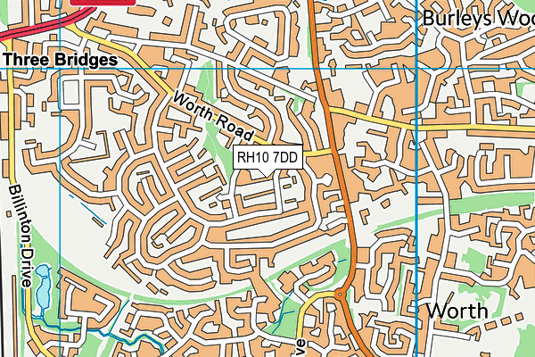 RH10 7DD map - OS VectorMap District (Ordnance Survey)