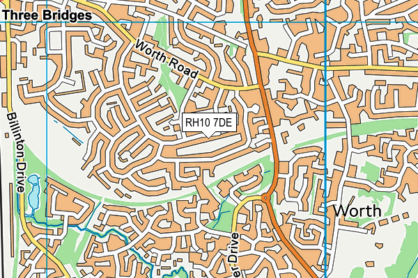 RH10 7DE map - OS VectorMap District (Ordnance Survey)