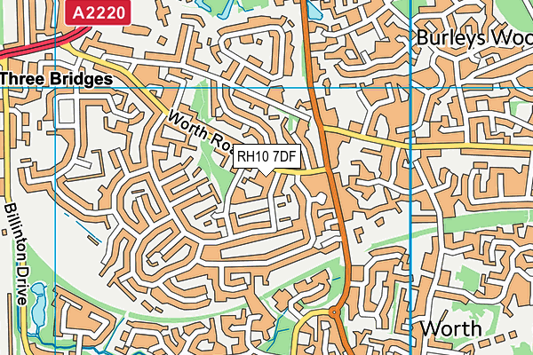 RH10 7DF map - OS VectorMap District (Ordnance Survey)