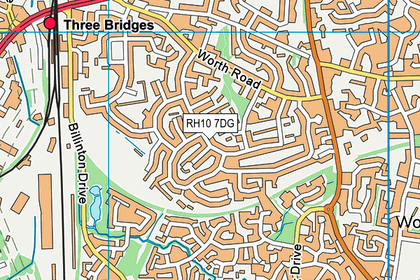 RH10 7DG map - OS VectorMap District (Ordnance Survey)