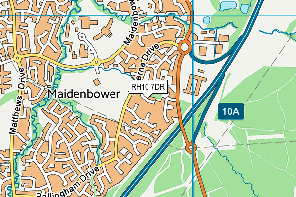 RH10 7DR map - OS VectorMap District (Ordnance Survey)