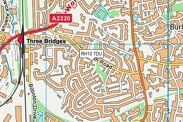 RH10 7DU map - OS VectorMap District (Ordnance Survey)