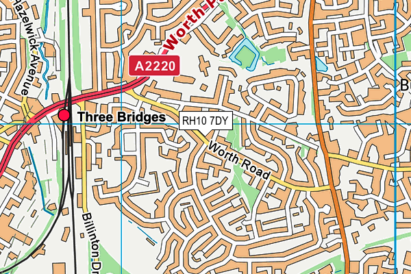 RH10 7DY map - OS VectorMap District (Ordnance Survey)