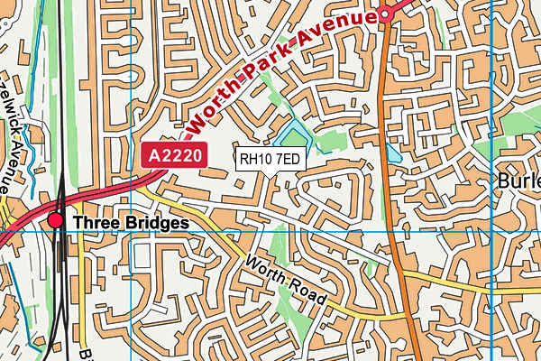 RH10 7ED map - OS VectorMap District (Ordnance Survey)