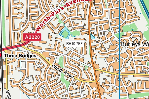 RH10 7EF map - OS VectorMap District (Ordnance Survey)