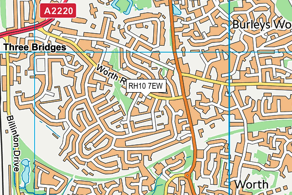 RH10 7EW map - OS VectorMap District (Ordnance Survey)