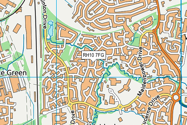 RH10 7FG map - OS VectorMap District (Ordnance Survey)