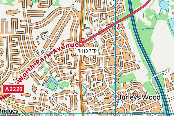 RH10 7FP map - OS VectorMap District (Ordnance Survey)