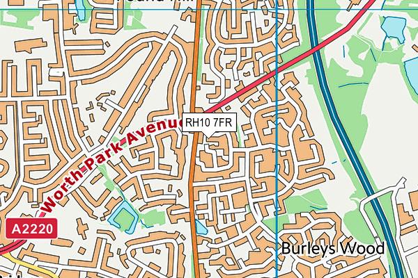 RH10 7FR map - OS VectorMap District (Ordnance Survey)