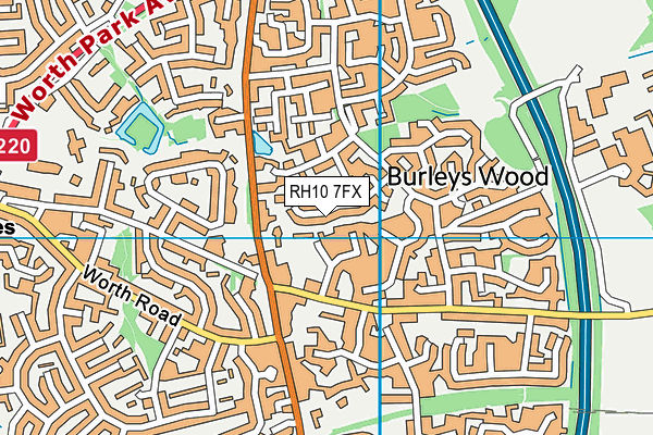 RH10 7FX map - OS VectorMap District (Ordnance Survey)