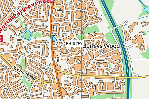 RH10 7FY map - OS VectorMap District (Ordnance Survey)