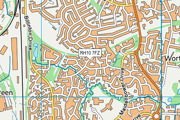 RH10 7FZ map - OS VectorMap District (Ordnance Survey)