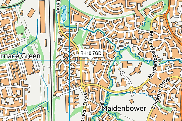 RH10 7GD map - OS VectorMap District (Ordnance Survey)